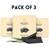 Vagad’s Khadi Activated Charcoal Milky Soap – Deep Detox Cleansing Bar with Charcoal & Milk | Removes Impurities, Excess Oil & Pollutants | Hydrating & Nourishing Formula | Paraben-Free | For All Skin Types - 100gm (Pack of 3)